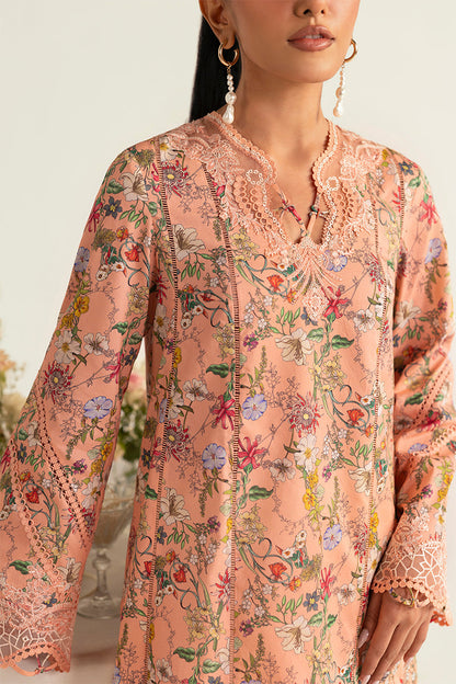 Qalamkar | Q Prints 2025 | PQ-10 MAIRA L Pale Peach Lawn