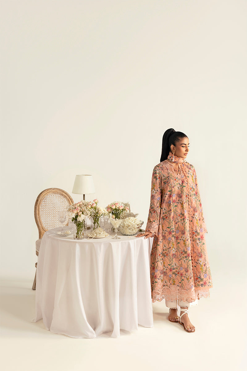 Qalamkar | Q Prints 2025 | PQ-10 MAIRA S Pale Peach Lawn