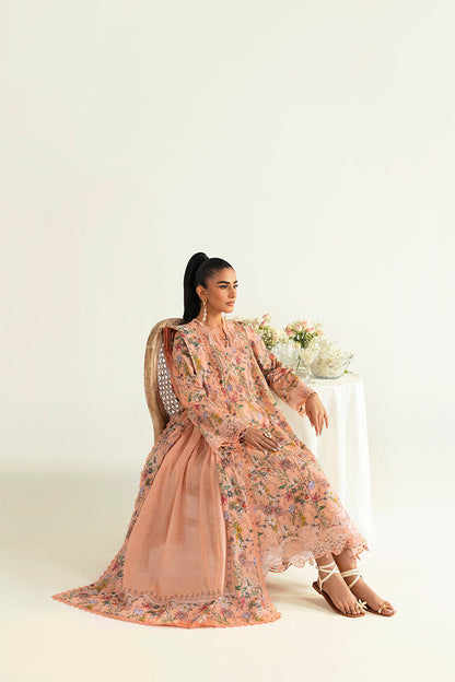 Qalamkar | Q Prints 2025 | PQ-10 MAIRA XL Pale Peach Lawn