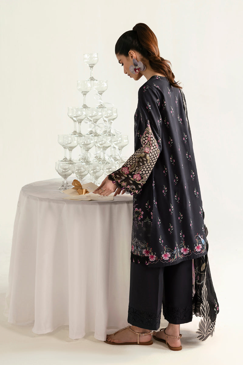Qalamkar | Q Prints 2025 | PQ-03 RIDA S Black Lawn
