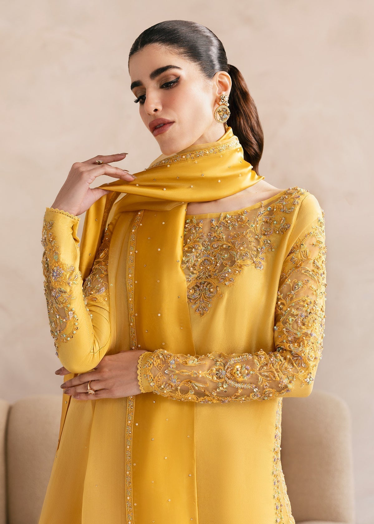 Kanwal Malik | Miray Luxury Pret |Saesha L Golden Raw Silk