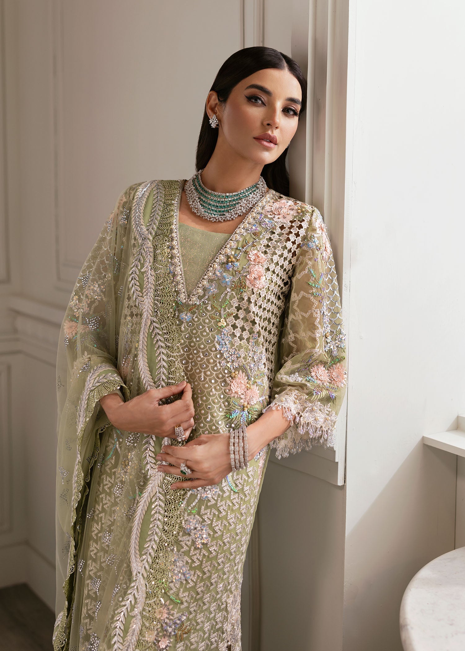 Crimson | A Beautiful Chaos Wedding Collection | Sparkle Cascade S Organza Long Shirt with Plazo Pant