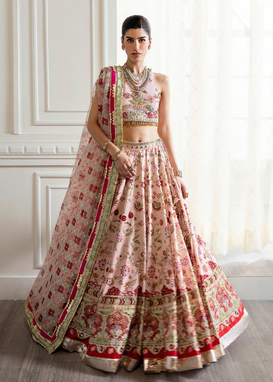 Crimson | A Beautiful Chaos Wedding Collection | Chinoiserie Lehnga XS Rose Pink Raw Silk