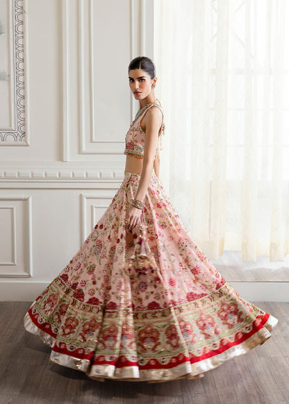 Crimson | A Beautiful Chaos Wedding Collection | Chinoiserie Lehnga L Rose Pink Raw Silk