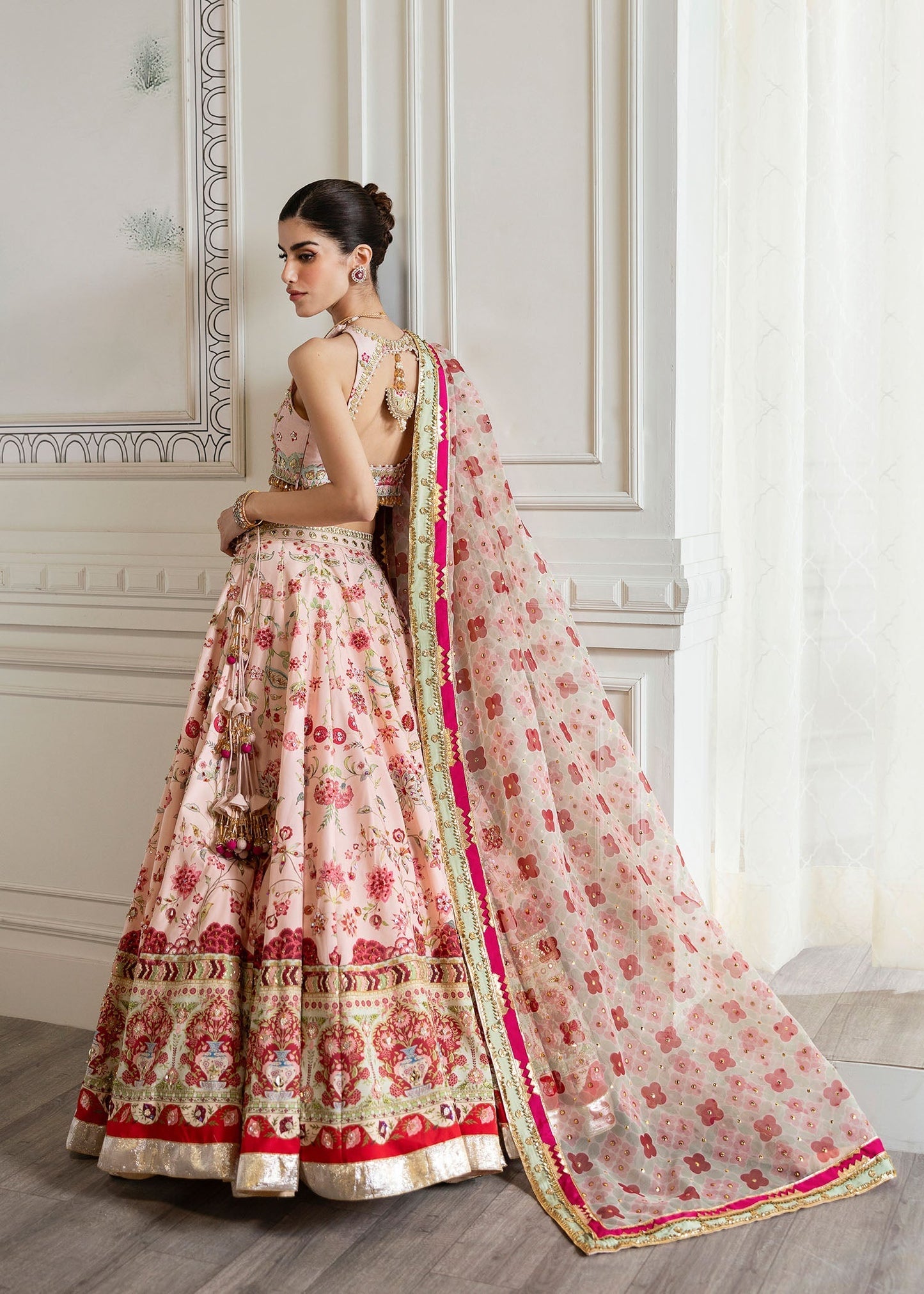 Crimson | A Beautiful Chaos Wedding Collection | Chinoiserie Lehnga S Rose Pink Raw Silk