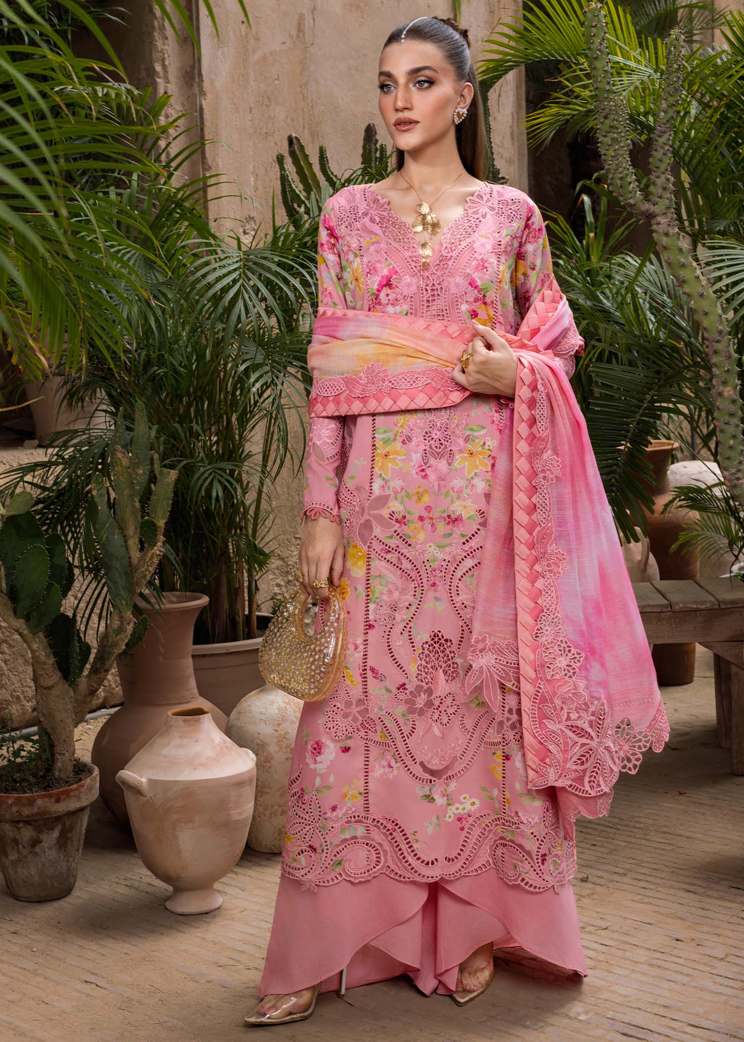 Crimson | Tasawar 25 | PETALS AND PROMISES - D2A XL Rose Pink Organza