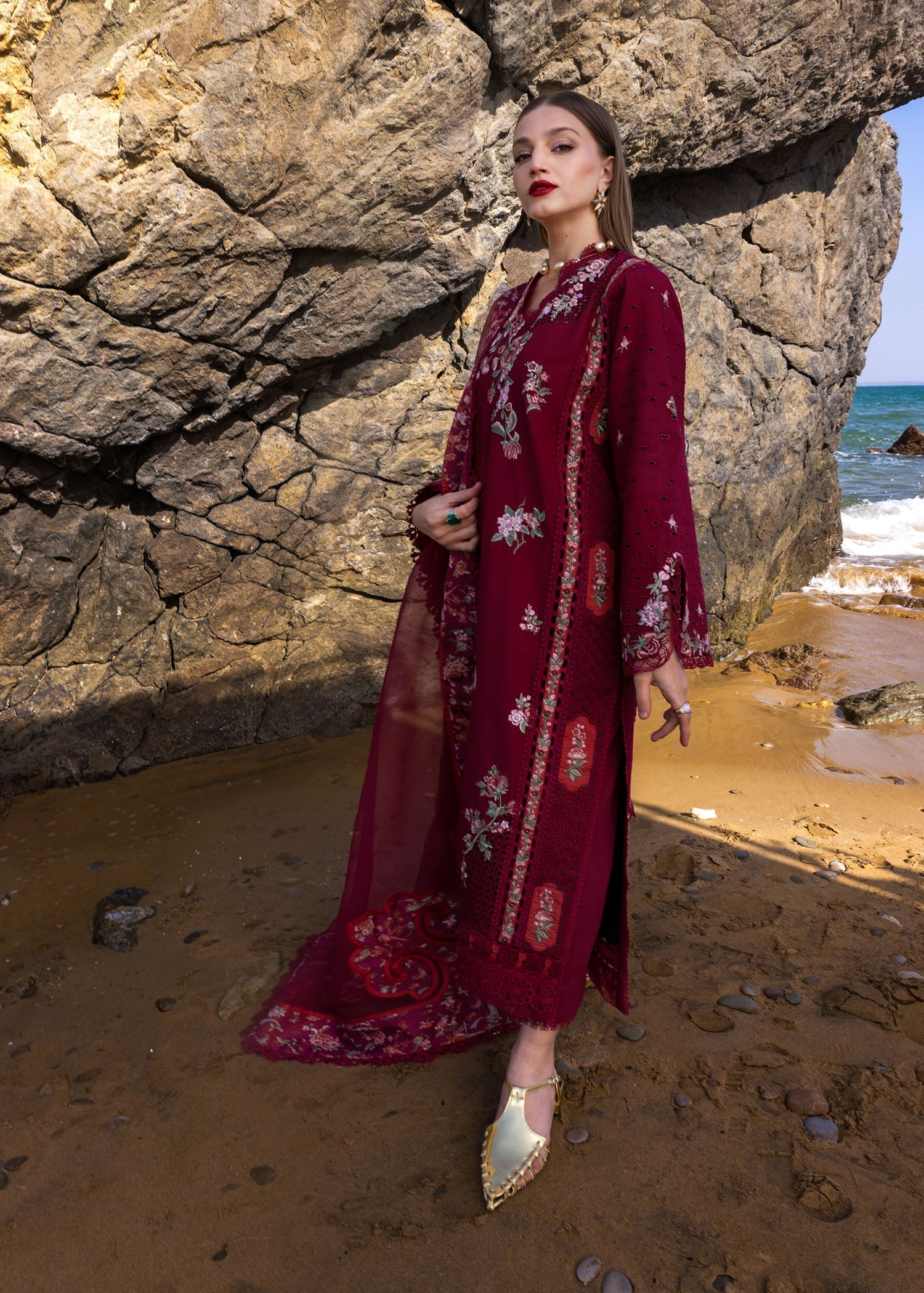 Crimson | Floe by Crimson | Parsi Threads - D5 B L Berry Lawn