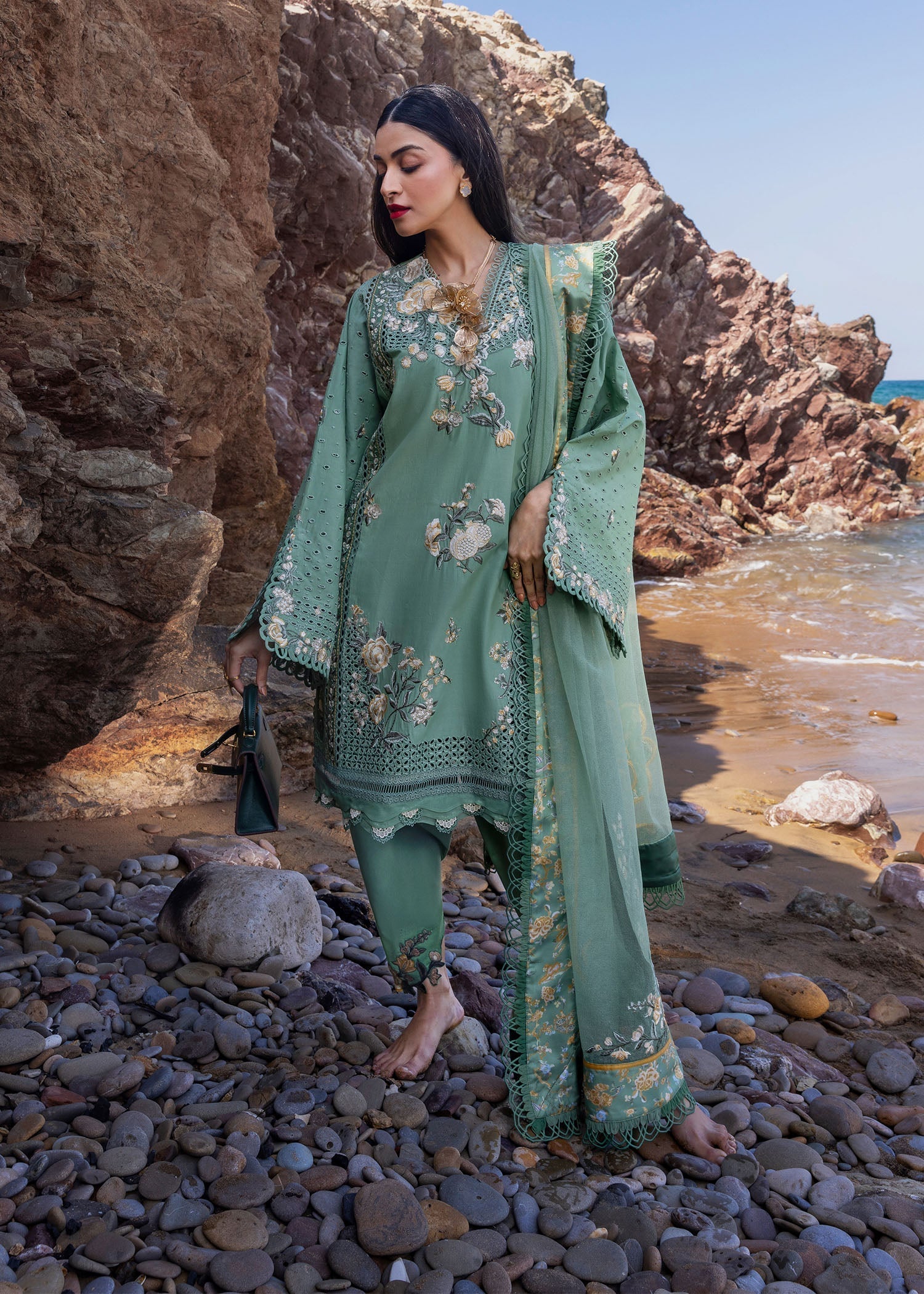 Crimson | Floe by Crimson | Parsi Threads - D5 A XS Sage Green Lawn