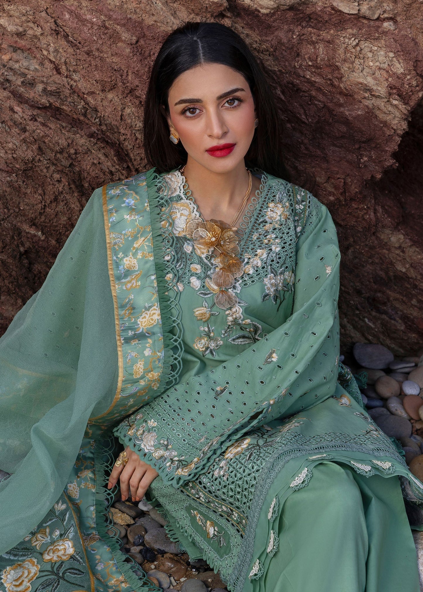 Crimson | Floe by Crimson | Parsi Threads - D5 A M Sage Green Lawn