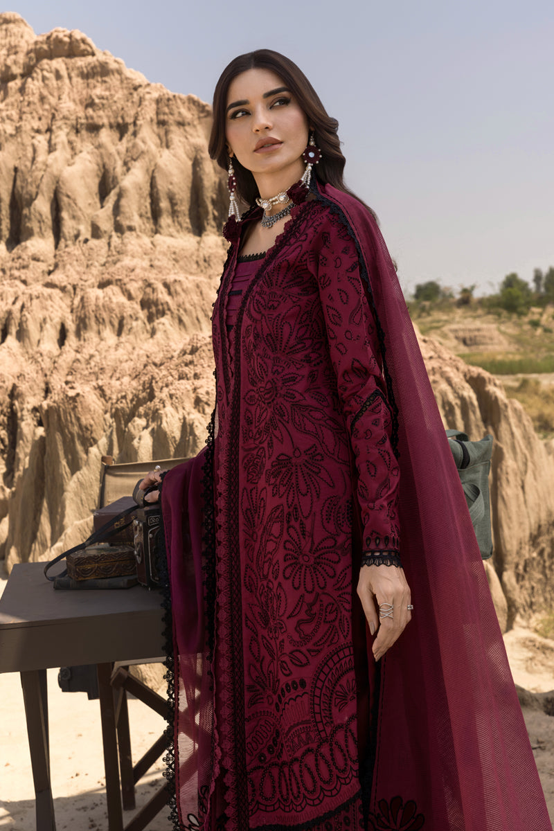 Rangrasiya | Premium Eid Edit 25 | Maya M Wine Berry Lawn