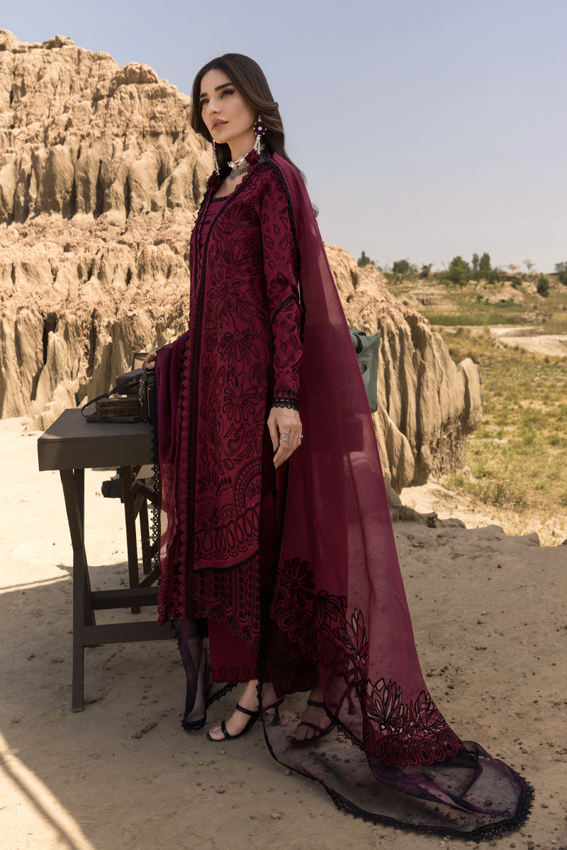 Rangrasiya | Premium Eid Edit 25 | Maya L Wine Berry Lawn