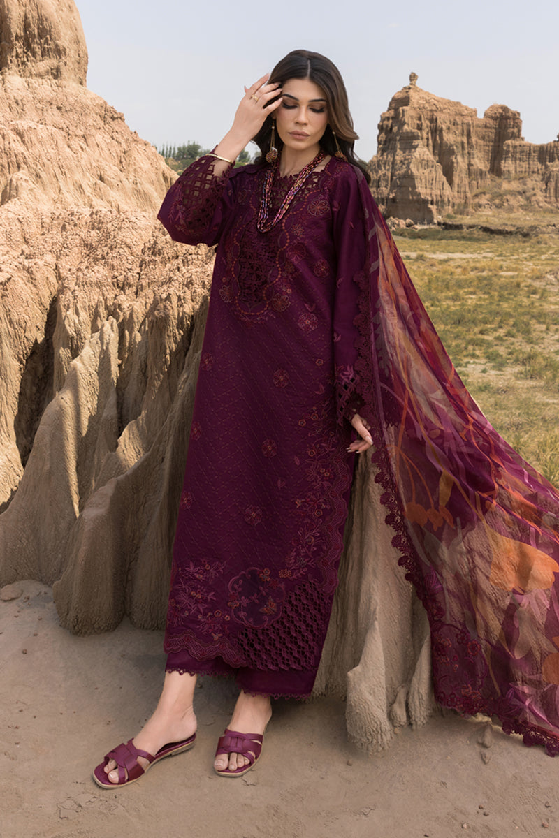 Rangrasiya | Premium Eid Edit 25 | Amyra XL Wine Berry Lawn