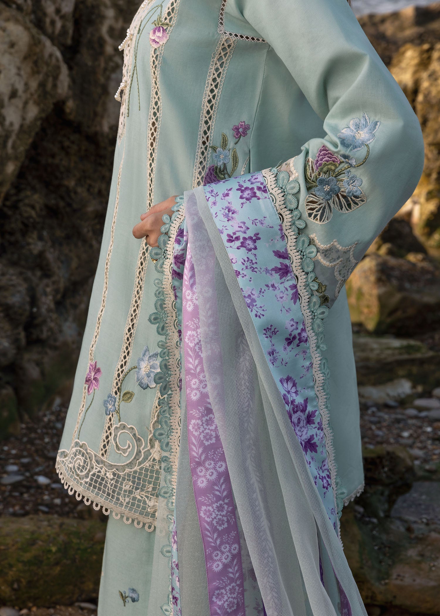 Crimson | Floe by Crimson | Floral Crush - D6 A M Ice Blue Lawn