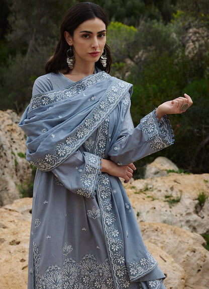 Image | Lawnkari 25 | Defne M Gray Cotton Lawn
