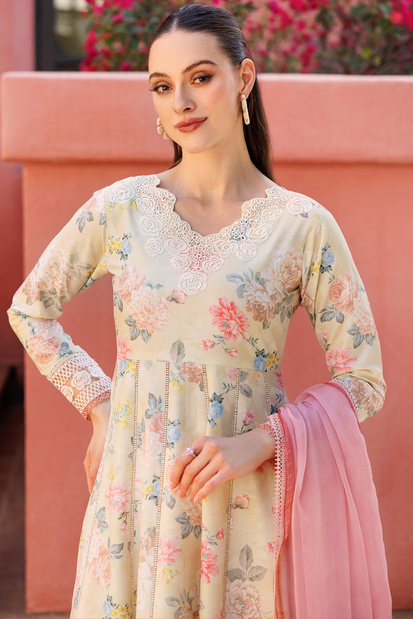 Farasha | Printed Essentials | Meadow Blush L Ivory Lawn