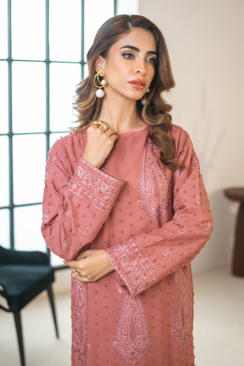 Declare | Eid Collection 25 | PB01066 M Champagne Pink Brosha Lawn