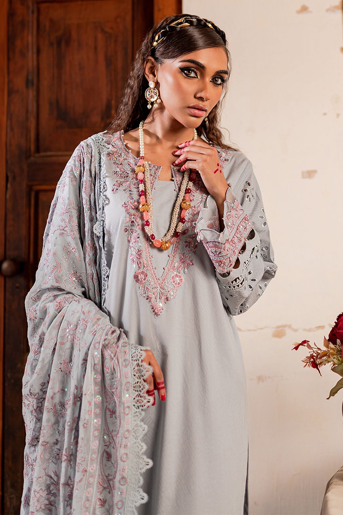 Nureh | Lawn Jacquard | NS-79 L Gray Jacquard Lawn