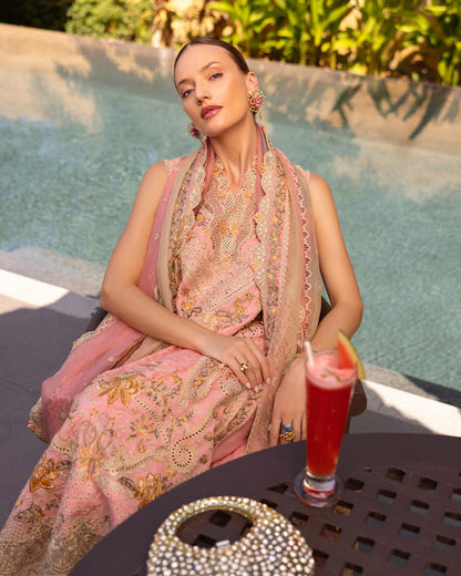 Faiza Saqlain | Zinnia Lawn 25 | Peony S Pink Lawn
