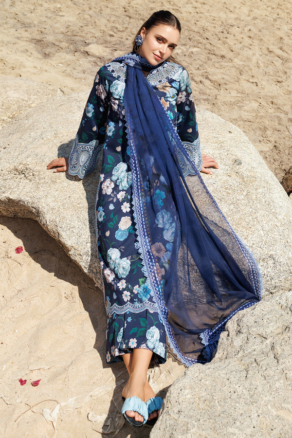 Farasha | Printed Essentials | Floral Blush XL Navy Blue Lawn