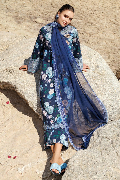 Farasha | Printed Essentials | Floral Blush XL Navy Blue Lawn