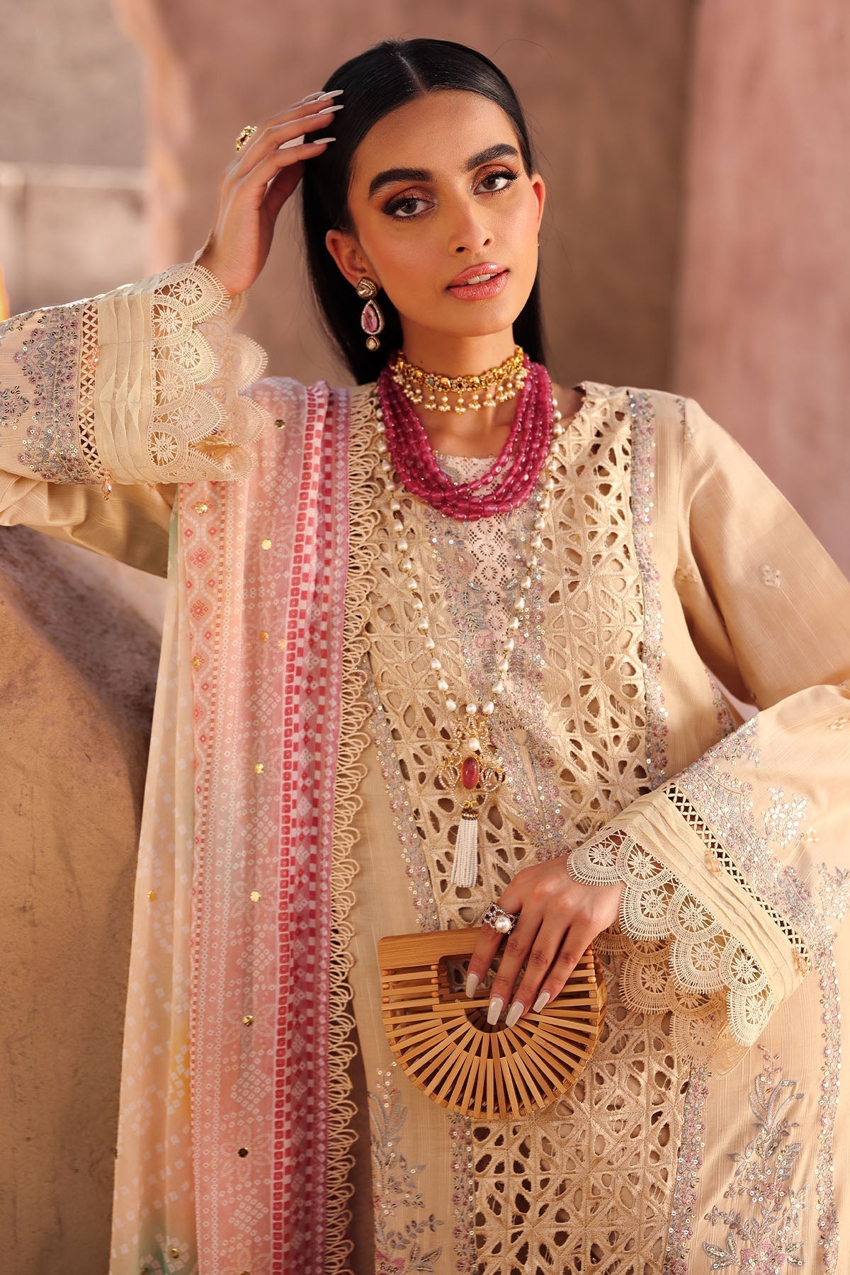 Nureh | Bazaar Lawn | NE-159 M Beige Lawn