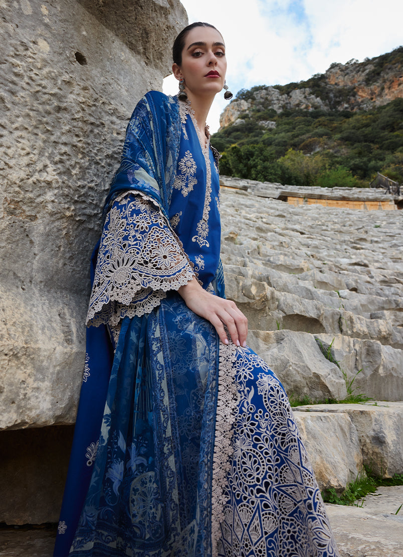 Image | Lawnkari 25 | Qarba M Blue Cotton Lawn