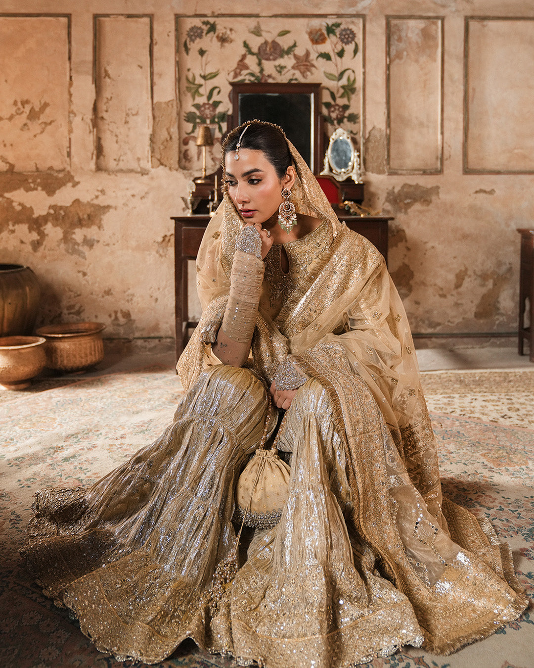 Faiza Saqlain | Zimmal Formals | Camillie L Gold Kundan Zari