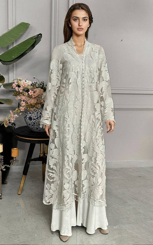 Threads and Motifs | Formal Dresses 25 | Net Embroidered Jacket With Trouser - Pakistani Designer Dress - by Threads and Motifs - Type : Ladies Clothes - 100% Original at Saira Sultan