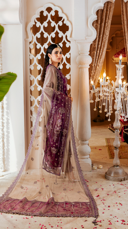 Zebtan | Zircon Wedding Formals | AFREEN ZQ-08 L Purple Chiffon