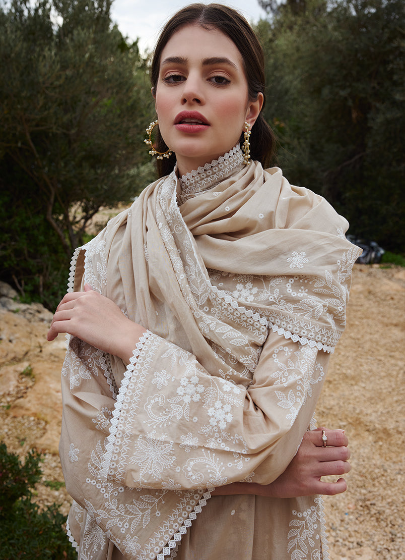 Image | Lawnkari 25 | Asya M Beige Cotton Lawn