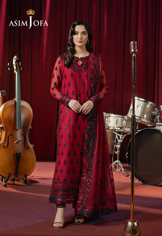 Asim Jofa | Premium Festive | AJPF-07 XS Dust Red Chiffon