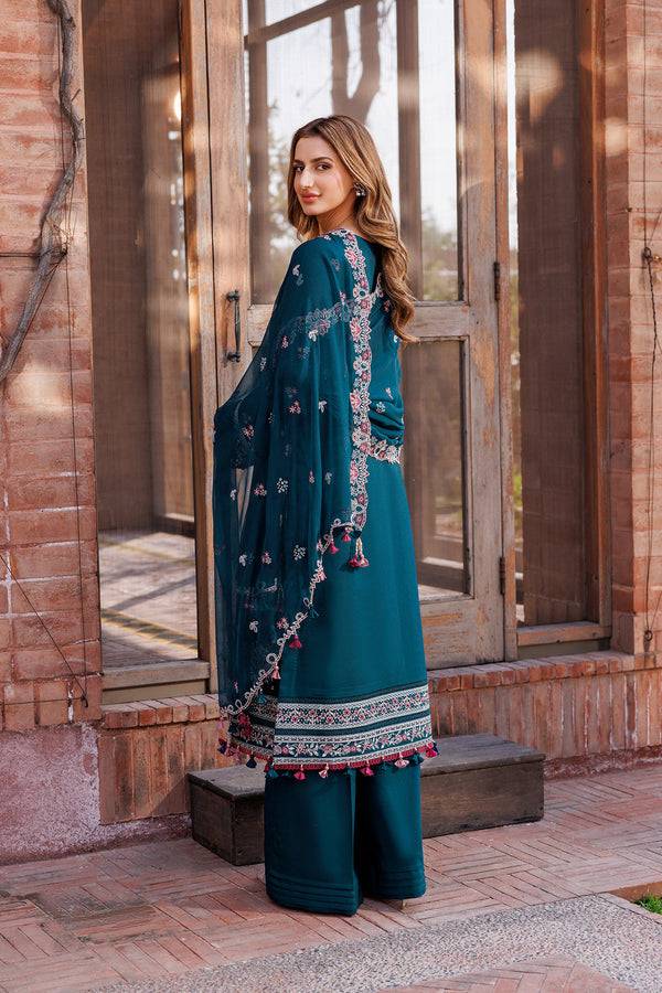 Farasha | Dastoor Embroidered Lawn SS24 | EMERALD CHARM - Pakistani Designer Dress - by Farasha | Type: Luxury - 100% Original at Saira Sultan