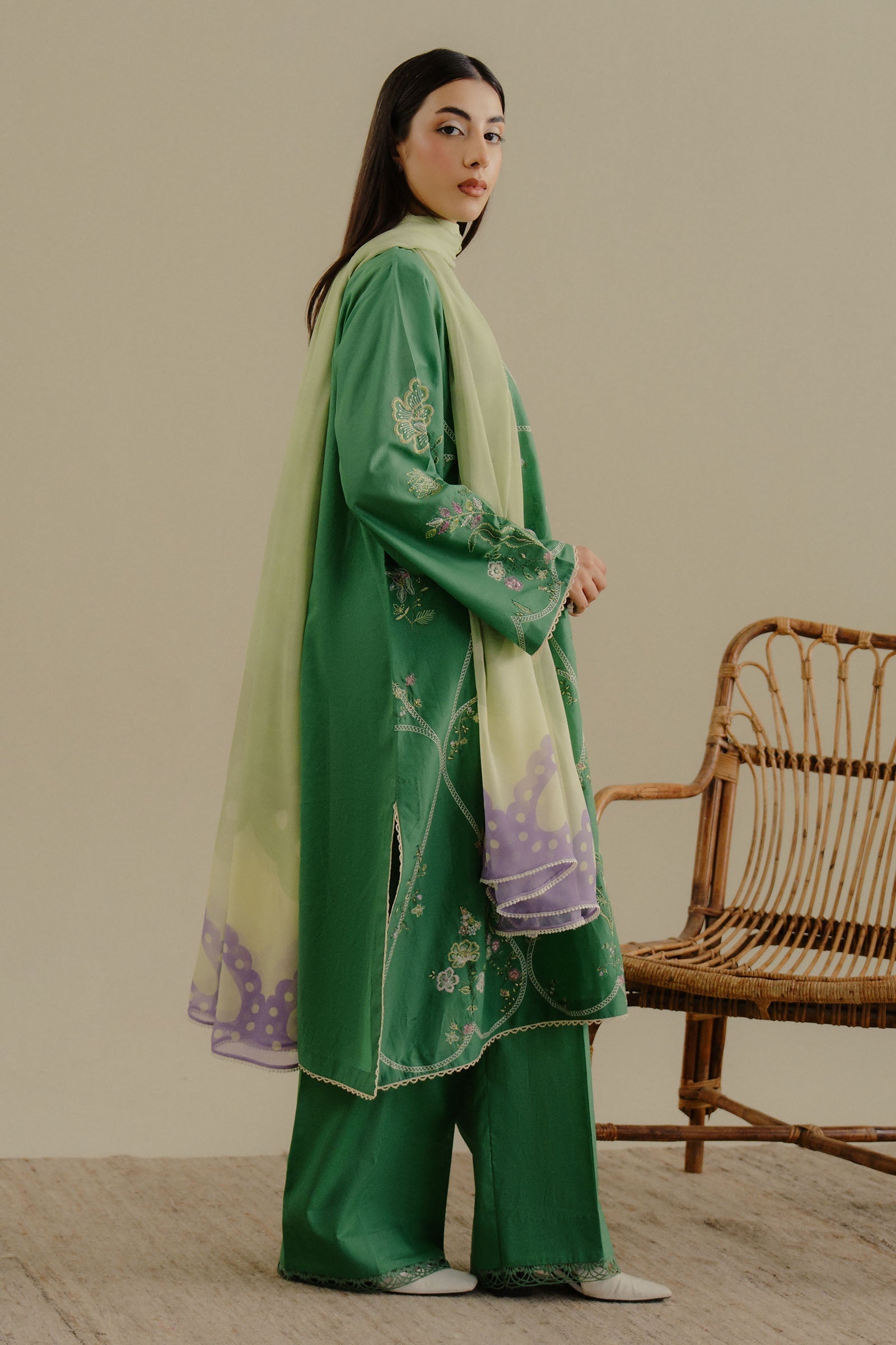 Zara Shahjahan | Coco Lawn 25 | Tara-8B S Green Lawn