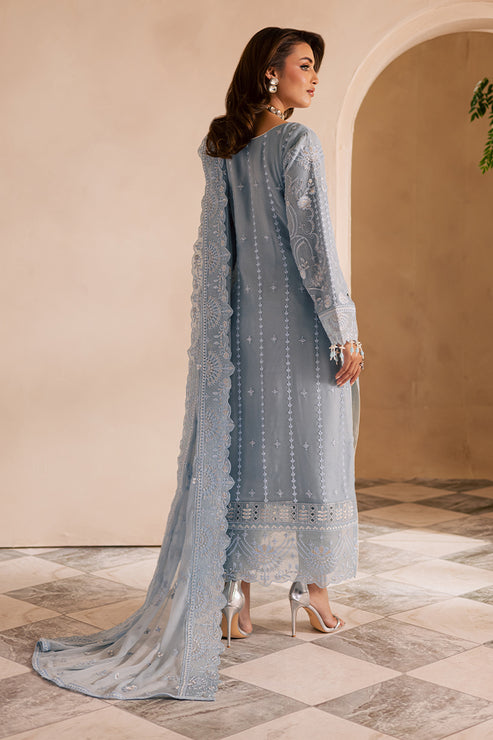 Emaan Adeel | Miraan luxury chiffon | AVIRA S LIight blue Grey Chiffon