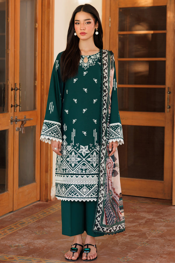 Farasha | Summer Weaves Embroidered Lawn | Teal Essence XS Deep Teal Green Lawn