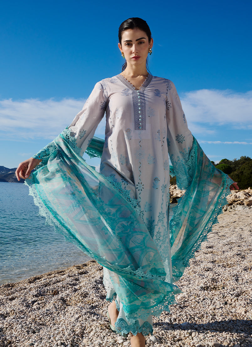 Image | Lawnkari 25 | Rim S Cloud Gray Cotton Lawn