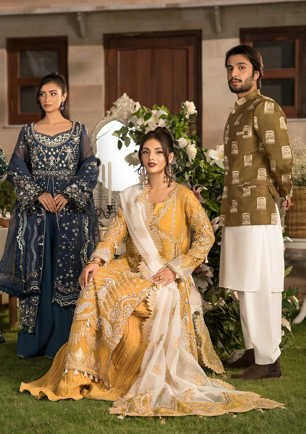Elaf Premium | Formal Handwork Collection | EFH-07 SAHAR S Dull Gold Organza