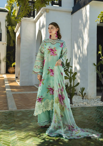 Elaf Premium | Signature 25 | ETS-03A TURQUOISE M Mint Gray Lawn
