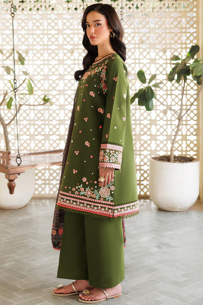 Farasha | Summer Weaves Embroidered Lawn | Olivine Dreams L Olive Green Lawn