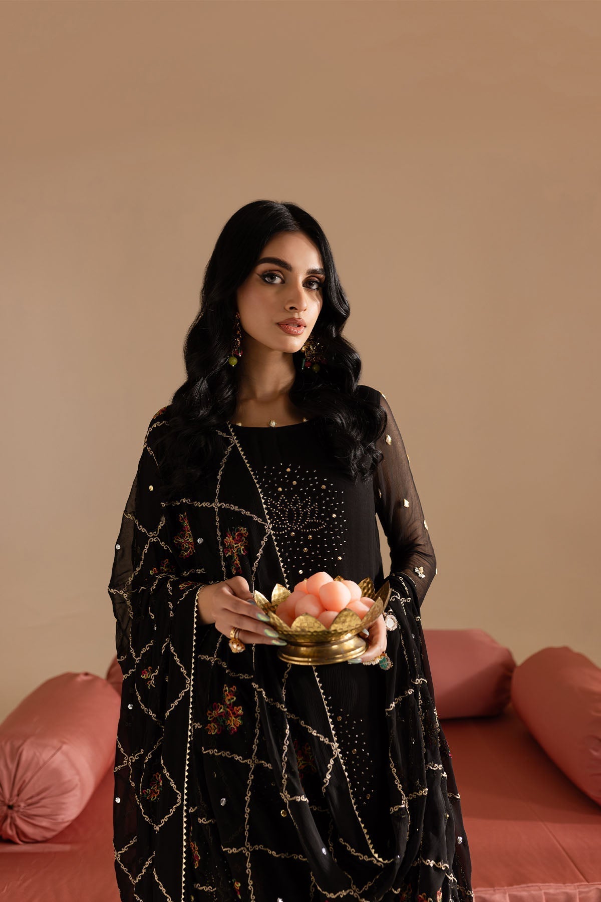 Nureh | Mukeshkari Formals | MK-12 XL Black Chiffon