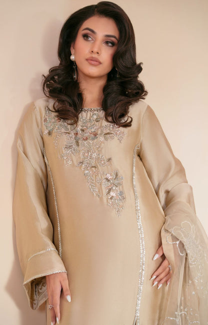 Ajr Couture | Symphony Luxe Festive 25 | Cosmic Dust XL Beige Sheesha Silk