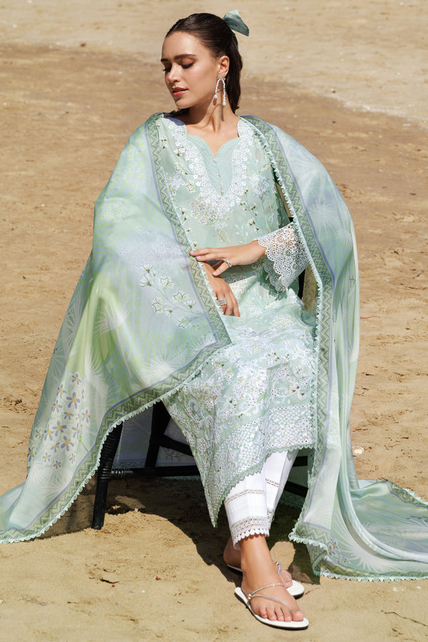 Farasha | Printed Essentials | Tulip Glow XL Mint Green Lawn