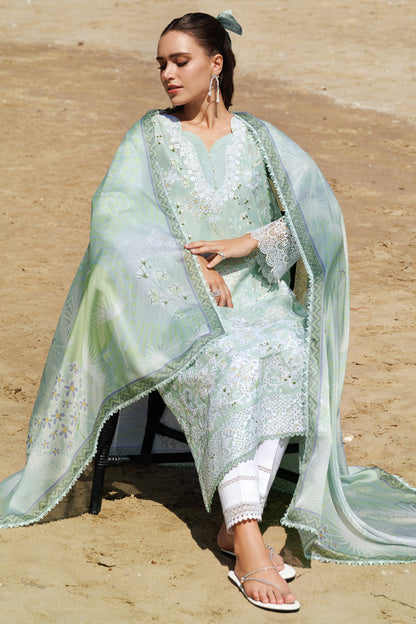 Farasha | Printed Essentials | Tulip Glow XL Mint Green Lawn