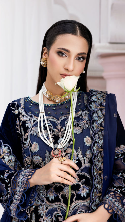 Zebtan | Andaz e Makhmal | ZAM-01 S Deep Blue Velvet