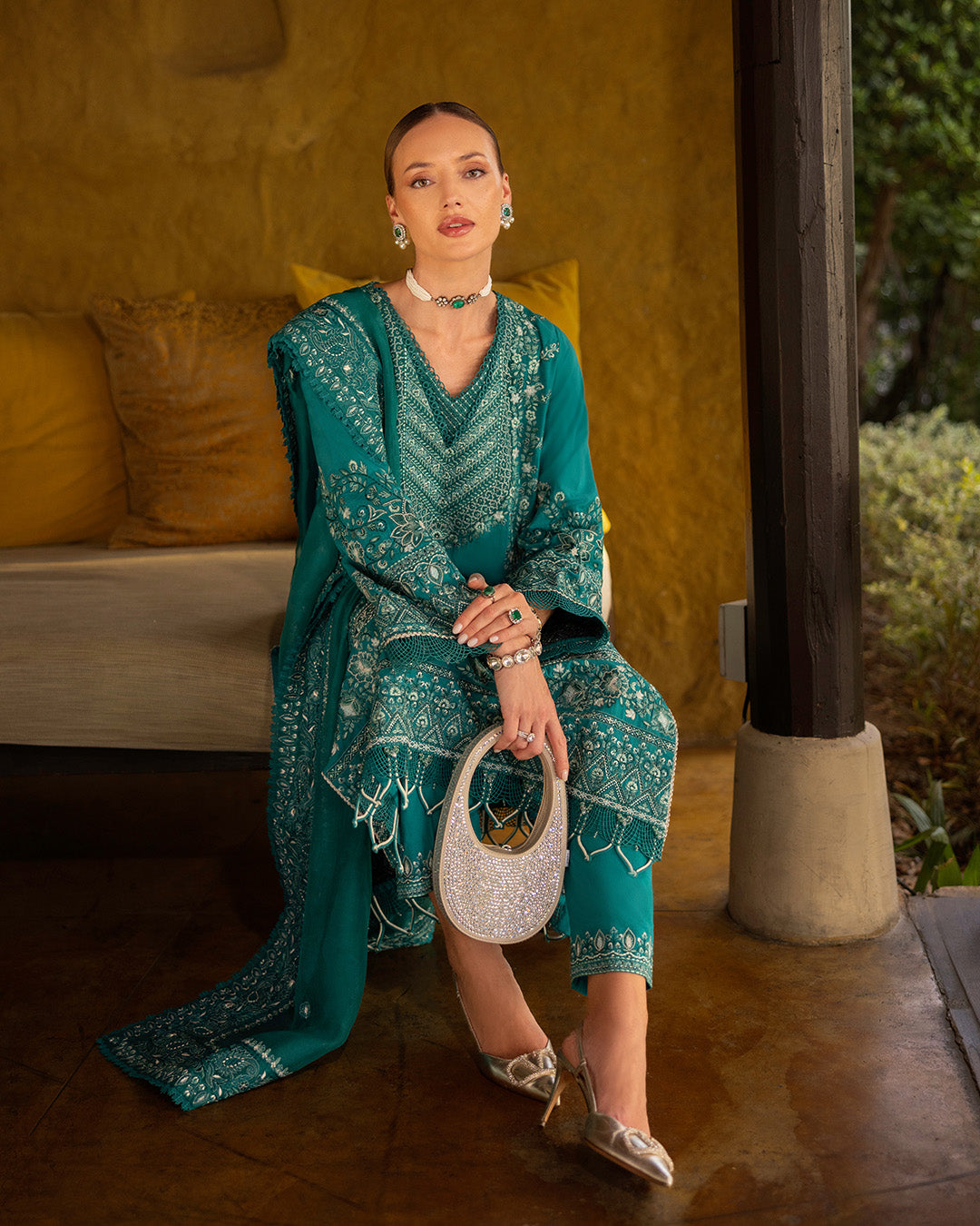 Faiza Saqlain | Zinnia Lawn 25 | Calla XL Emerald Green Lawn
