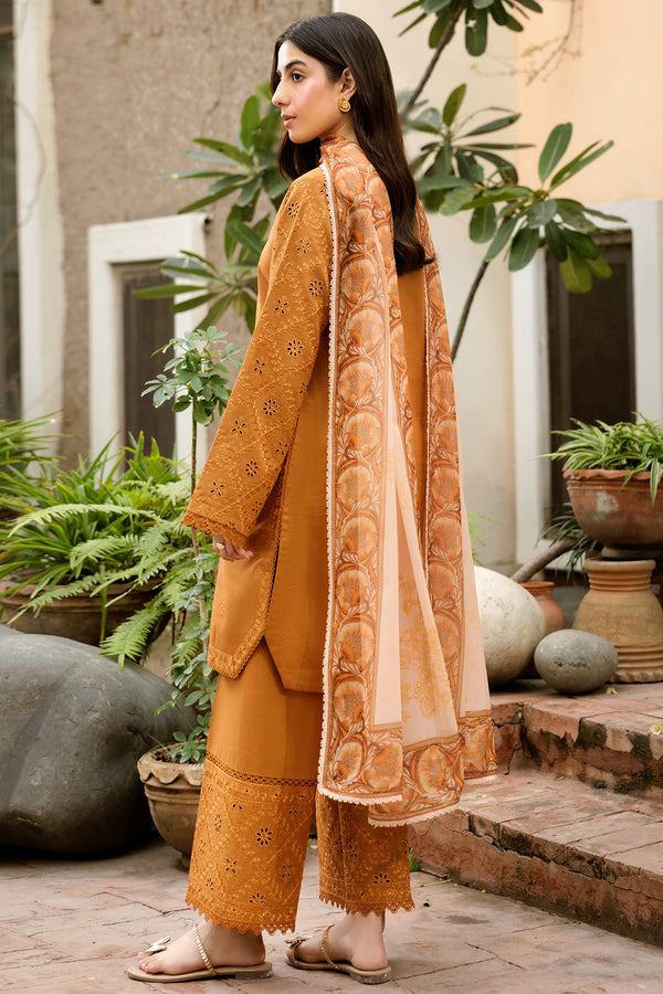 Farasha | Summer Weaves Embroidered Lawn | Golden Dusk S Gold Lawn