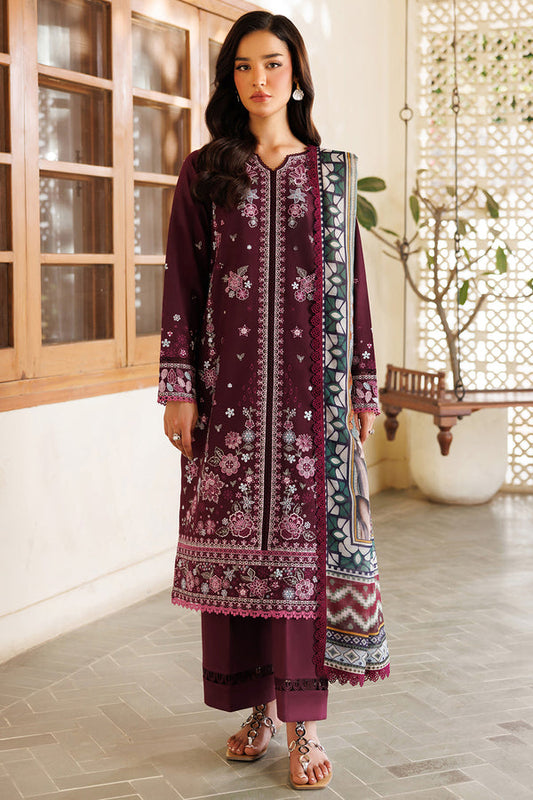 Farasha | Summer Weaves Embroidered Lawn | Burgandy Rush XS Burgundy Lawn