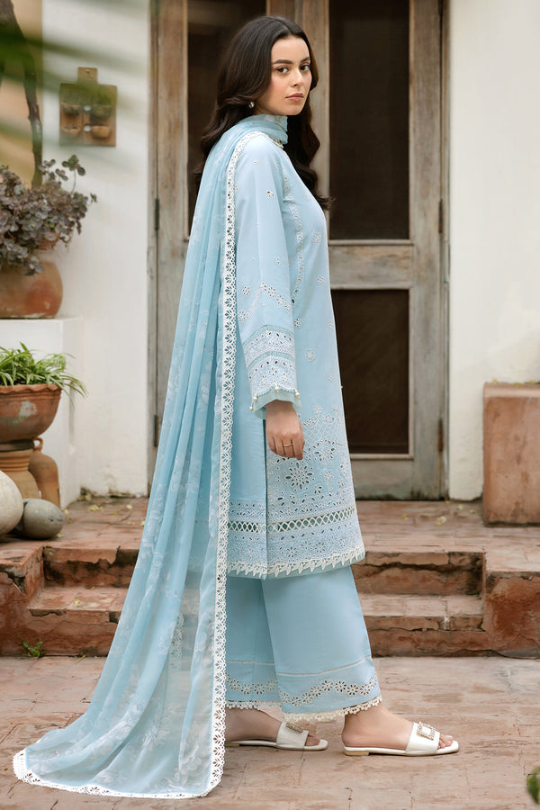 Farasha | Summer Weaves Embroidered Lawn | Sky Haze L Sky Blue Lawn