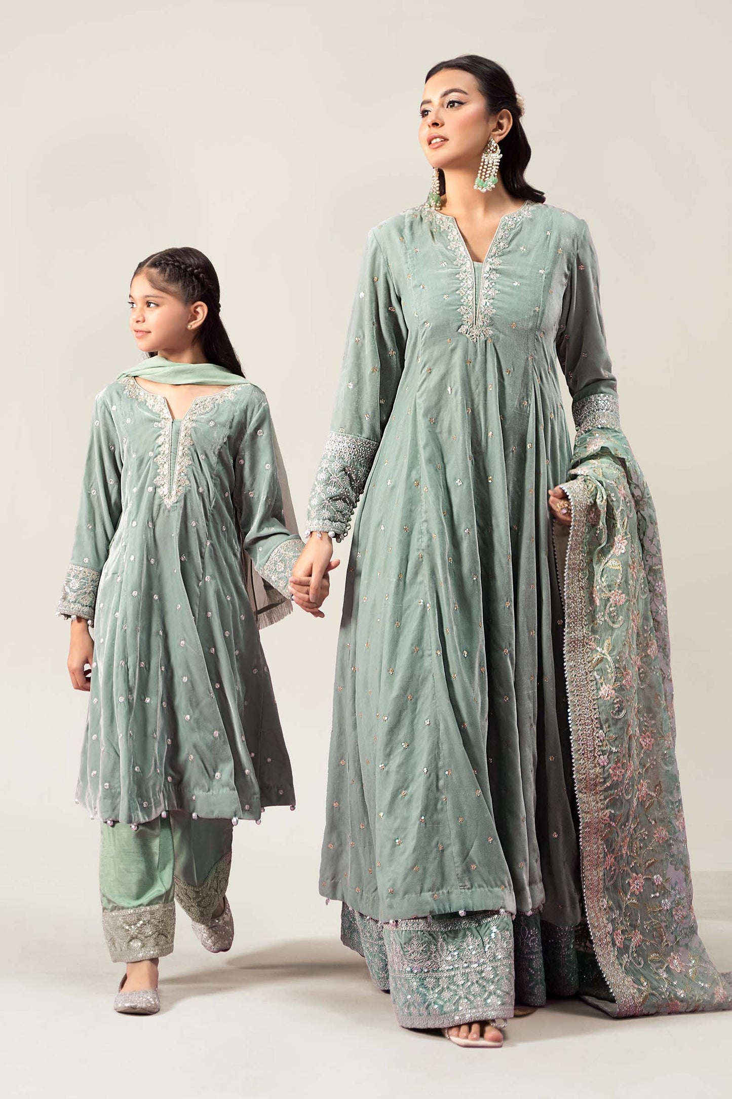 Maria B | 3 Piece Embroidered Velvet Suit | MKS-W24-38 6-Apr Green