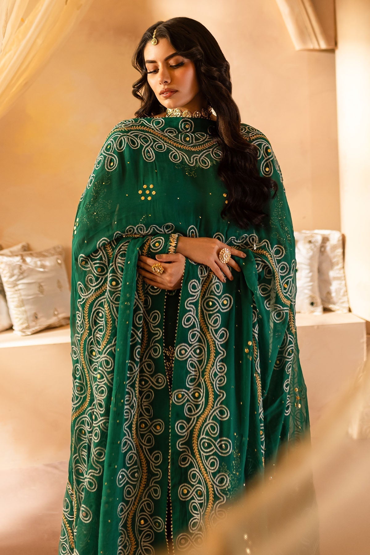 Nureh | Mukeshkari Formals | MK-01 S Green Chiffon